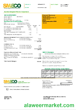 USA Maryland SMECO business utility bill template in Word and PDF formats